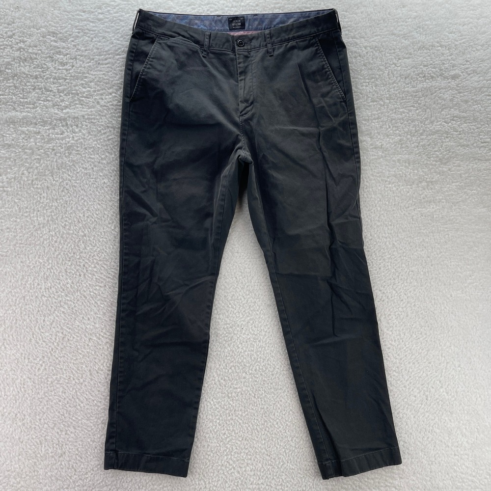 J Crew Pants Mens 34x30 Gray Straight Fit Chino Stretch Preppy Office Luxury Ivy